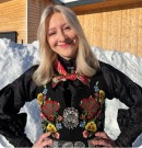 Bunadskjorte, silke Tyrihans Fransk rose, Sort thumbnail